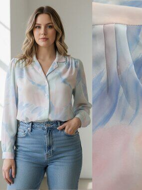 Vtg 80s watercolor blouse - Caribou brand